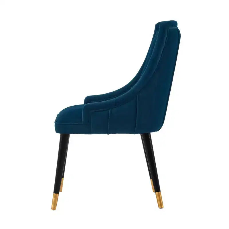 Set of 2 Eda Modern Velvet Upholstered Dining Chairs Midnight Blue - Manhattan Comfort