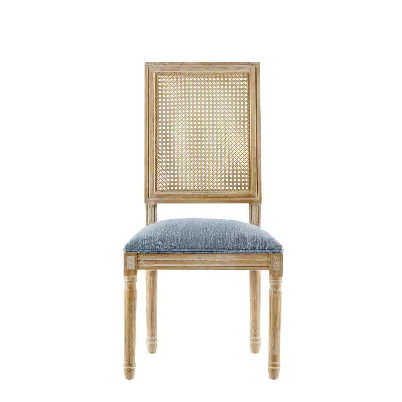 Christopher Knight Home Lot de 2 Chaises de Salle à Manger Peyton en Tissu, Bois et Rotin de Style Campagne Française, Bleu Ardoise