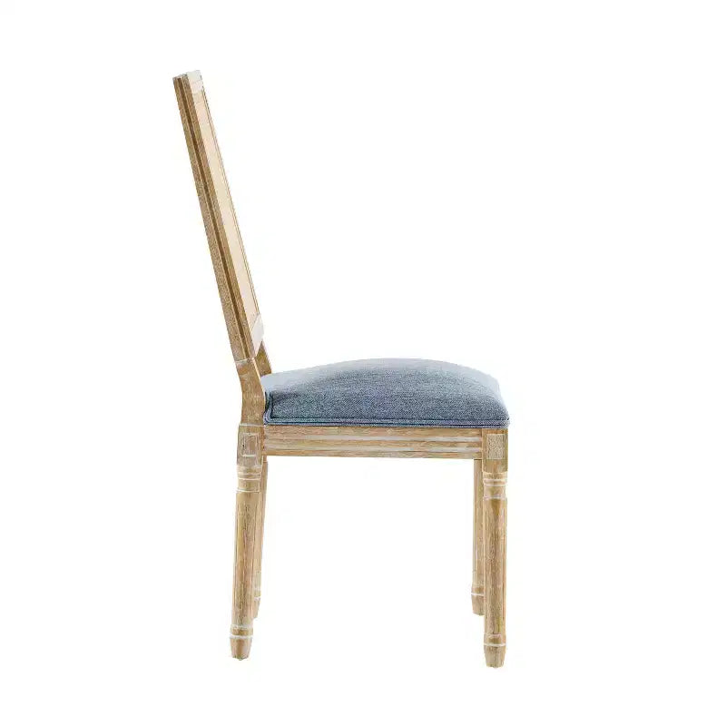 Christopher Knight Home Lot de 2 Chaises de Salle à Manger Peyton en Tissu, Bois et Rotin de Style Campagne Française, Bleu Ardoise