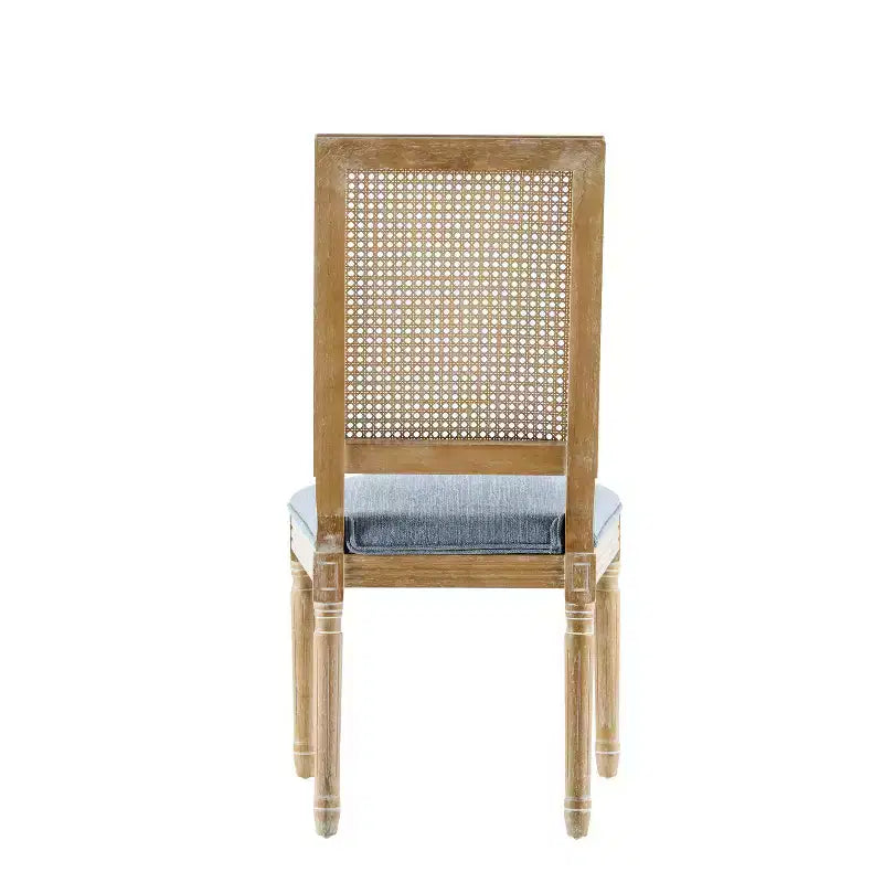 Christopher Knight Home Lot de 2 Chaises de Salle à Manger Peyton en Tissu, Bois et Rotin de Style Campagne Française, Bleu Ardoise