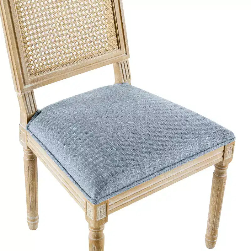 Christopher Knight Home Lot de 2 Chaises de Salle à Manger Peyton en Tissu, Bois et Rotin de Style Campagne Française, Bleu Ardoise