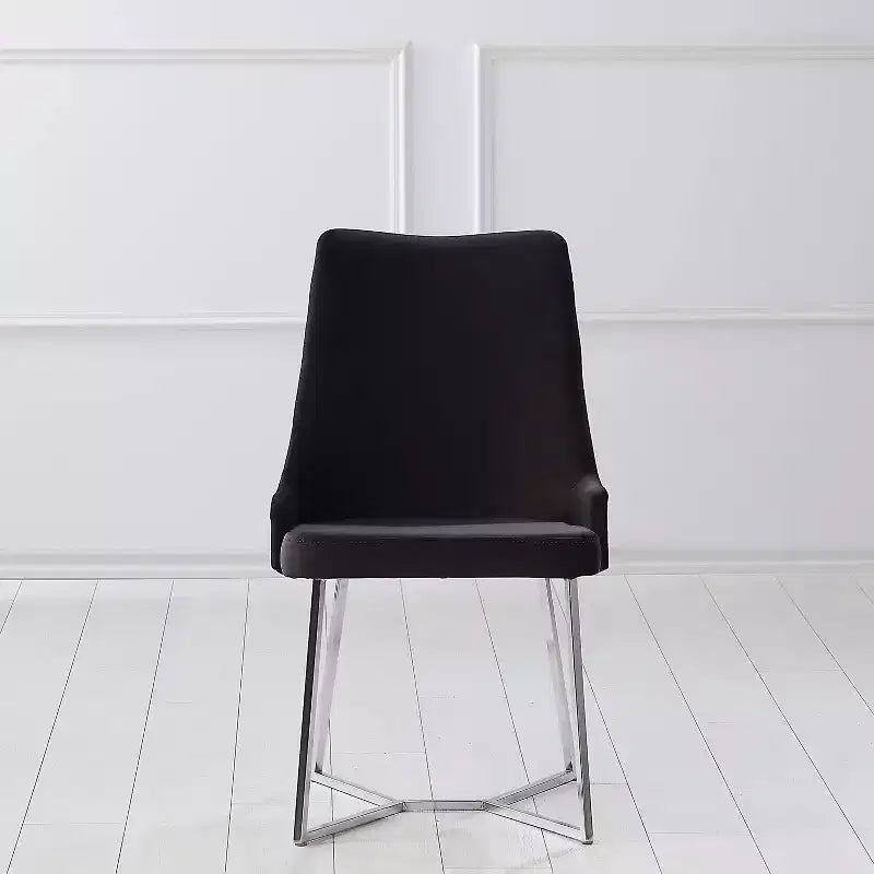 HOMES: Inside + Out Set of 2 Chander Glam Microfiber Upholstered Dining Chairs Black