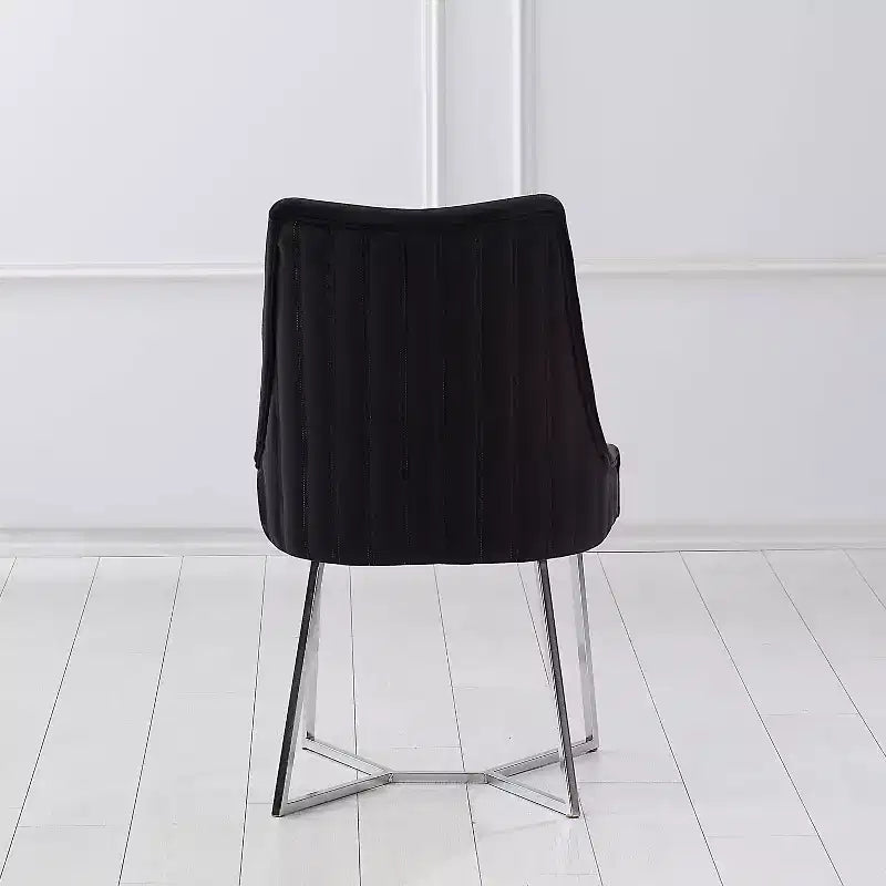 HOMES: Inside + Out Set of 2 Chander Glam Microfiber Upholstered Dining Chairs Black