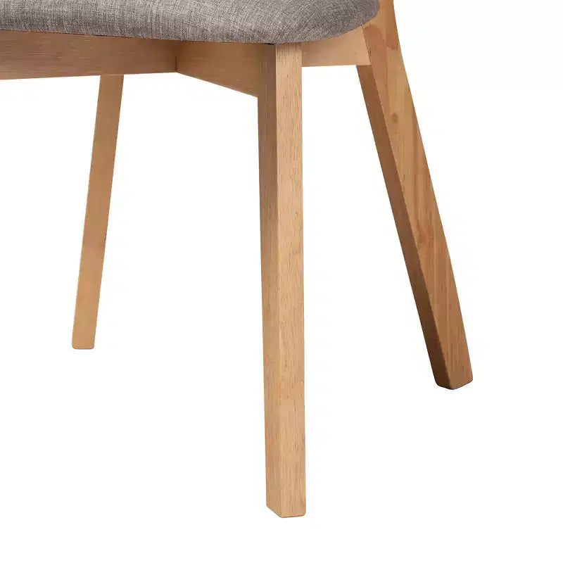 Baxton Studio 2pc Dannell Fabric and Wood Dining Chairs Gray/Natural Oak/Light Brown: Polyester Upholstery, Rubberwood Frame