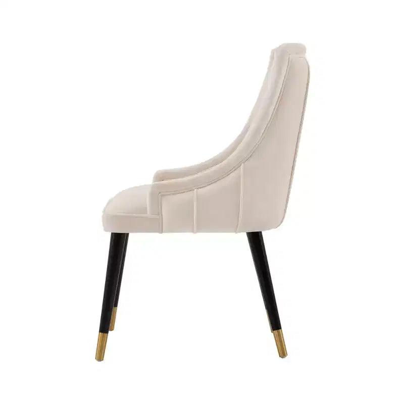 Set of 2 Eda Modern Velvet Upholstered Dining Chairs Cream - Manhattan Comfort