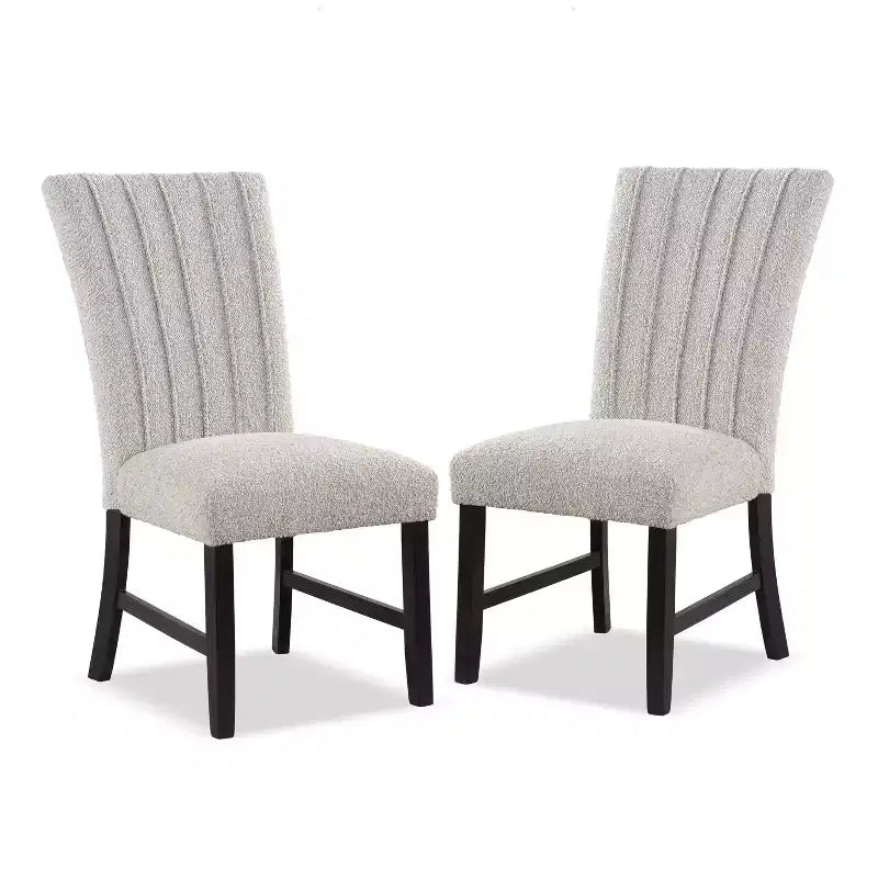 HOMES: Inside + Out Set of 2 Rosethorn Modern Boucle Upholstered Dining Chairs Gray