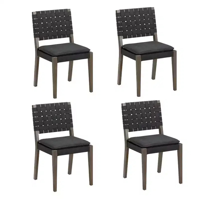 Nathan James Set of 4 Cohen Faux Leather Dining Chair Black