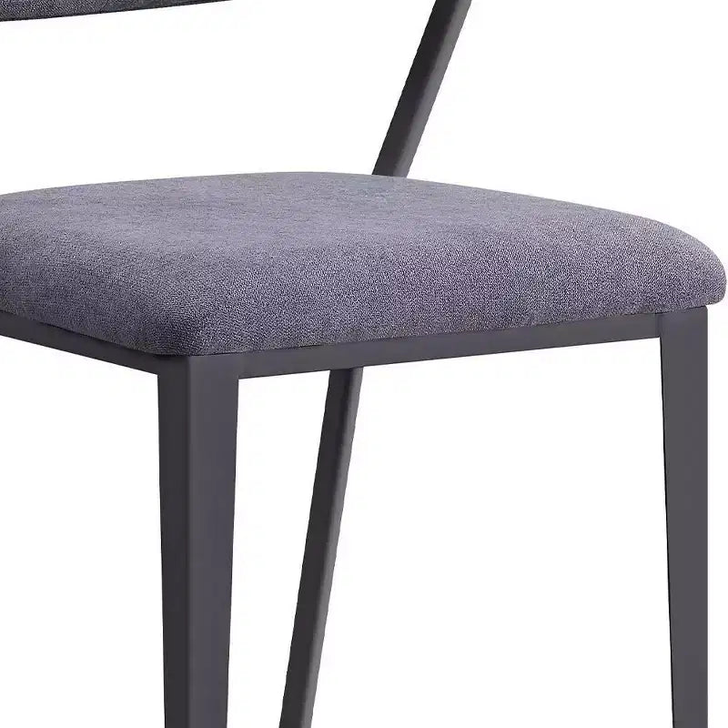 Cargo 22" Dining Chairs Gray Fabric and Gunmetal - Acme Furniture: Leather Upholstery, Metal Frame, Armless Design, Easy to Clean