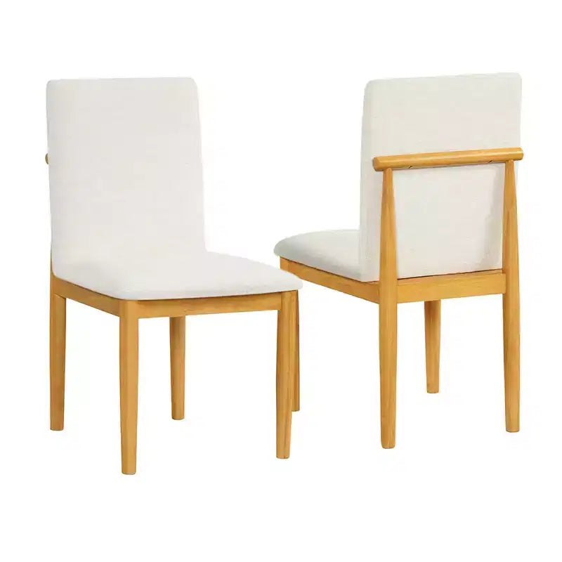 HomePop Lot de 2 chaises de salle à manger modernes rembourrées crème : Tissu polyester, cadre en contreplaqué, nettoyer les taches