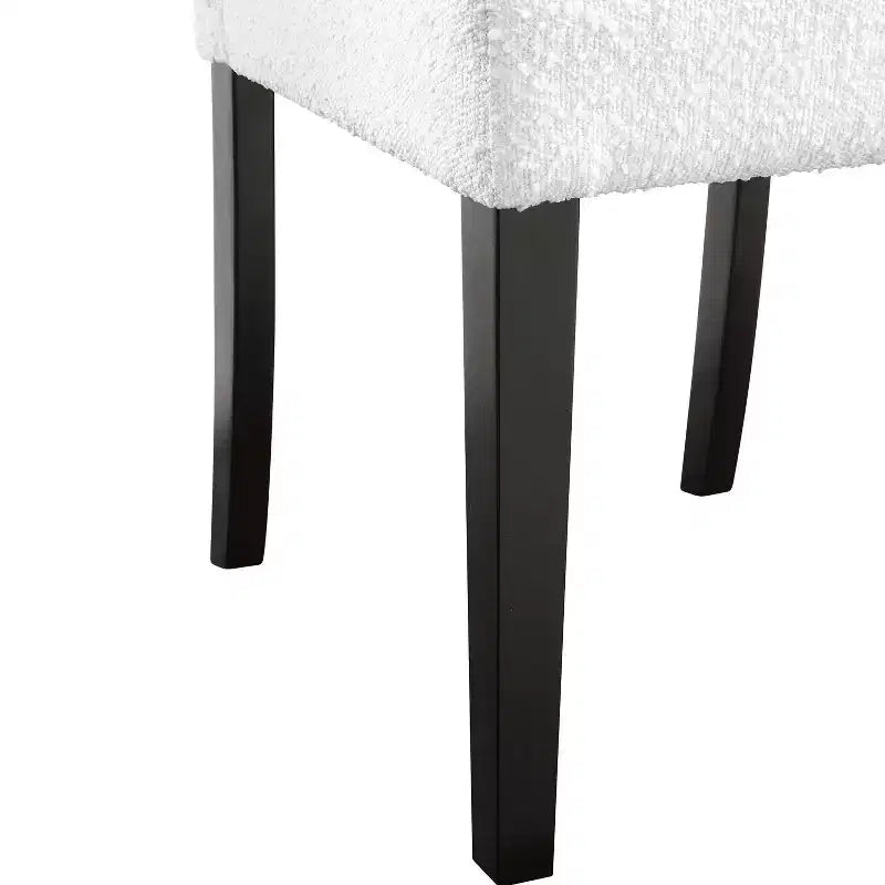 miBasics Set of 2 Northstar Contemporary Boucle Upholstered Dining Chairs White/Black: Padded Seat, Wood Frame