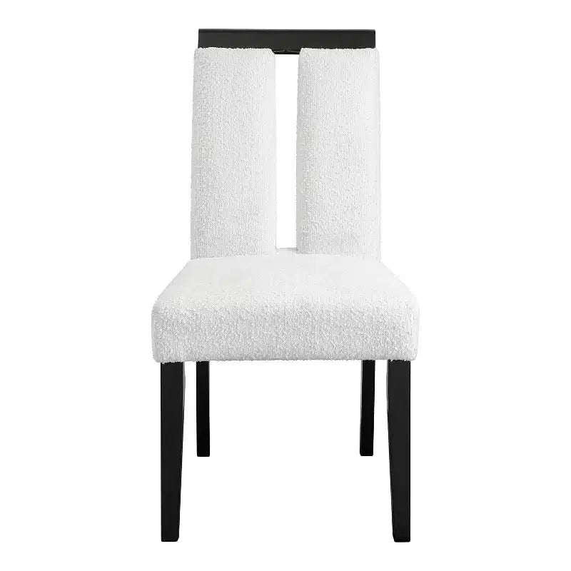 miBasics Set of 2 Northstar Contemporary Boucle Upholstered Dining Chairs White/Black: Padded Seat, Wood Frame