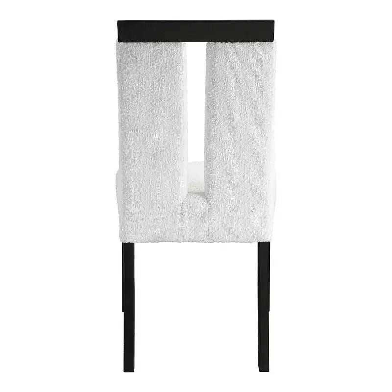 miBasics Set of 2 Northstar Contemporary Boucle Upholstered Dining Chairs White/Black: Padded Seat, Wood Frame