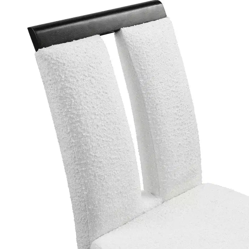 miBasics Set of 2 Northstar Contemporary Boucle Upholstered Dining Chairs White/Black: Padded Seat, Wood Frame