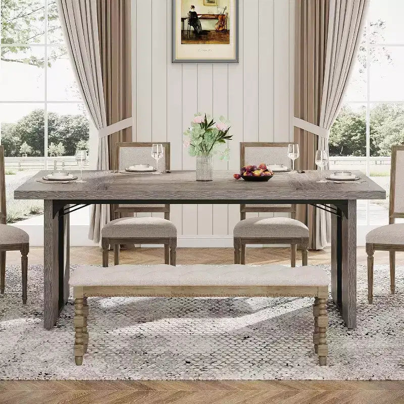 Table de salle à manger rectangulaire LITTLETREE 70,9" grise