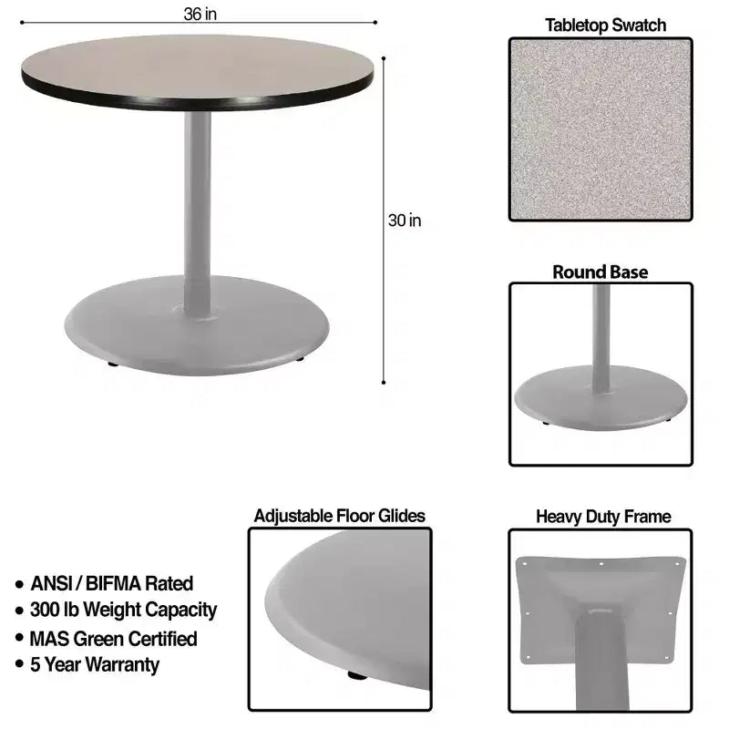 Hampden Furnishings 30" Bennet Collection Round Dining Table Gray/Gray Nebula