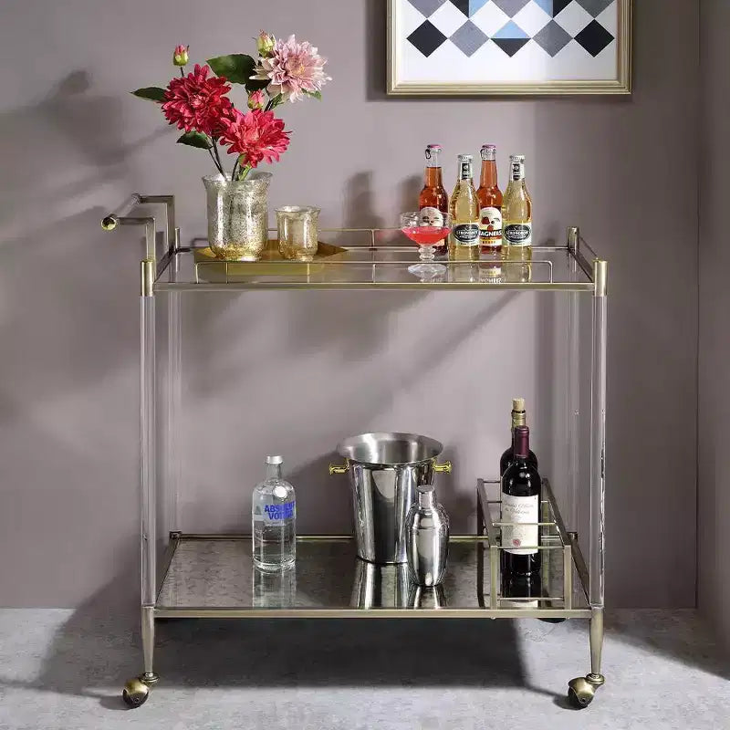 Chariot de bar Cirro Acme Furniture, miroir antique/fil de laiton