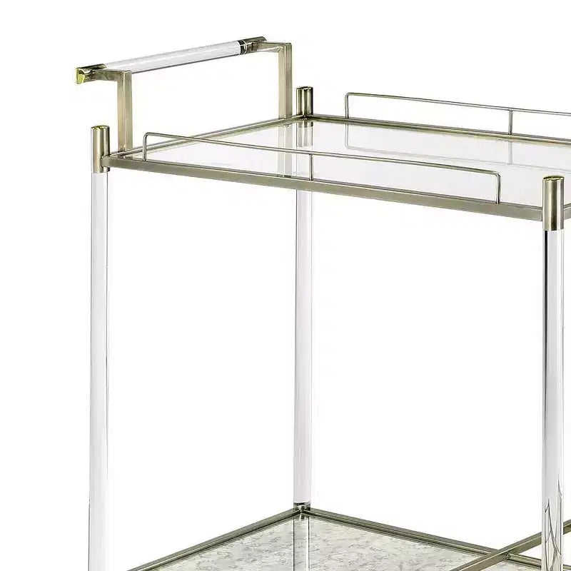 Chariot de bar Cirro Acme Furniture, miroir antique/fil de laiton