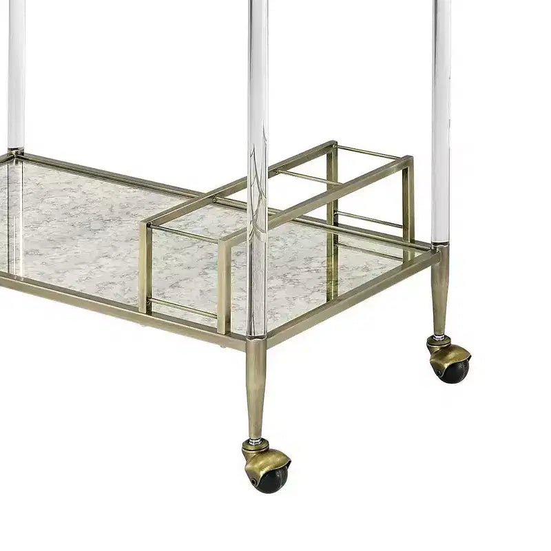 Chariot de bar Cirro Acme Furniture, miroir antique/fil de laiton