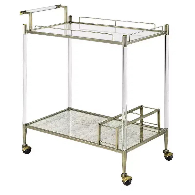 Chariot de bar Cirro Acme Furniture, miroir antique/fil de laiton