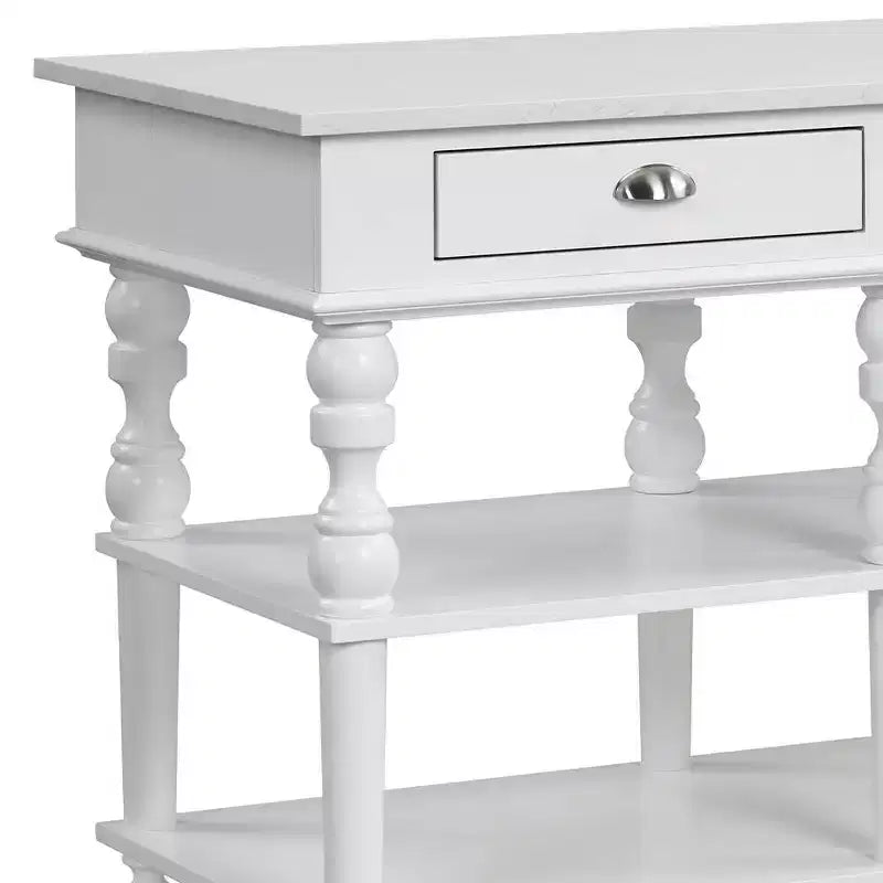 Acme Furniture Rorratt Kitchen Island Marble Top/White Finish