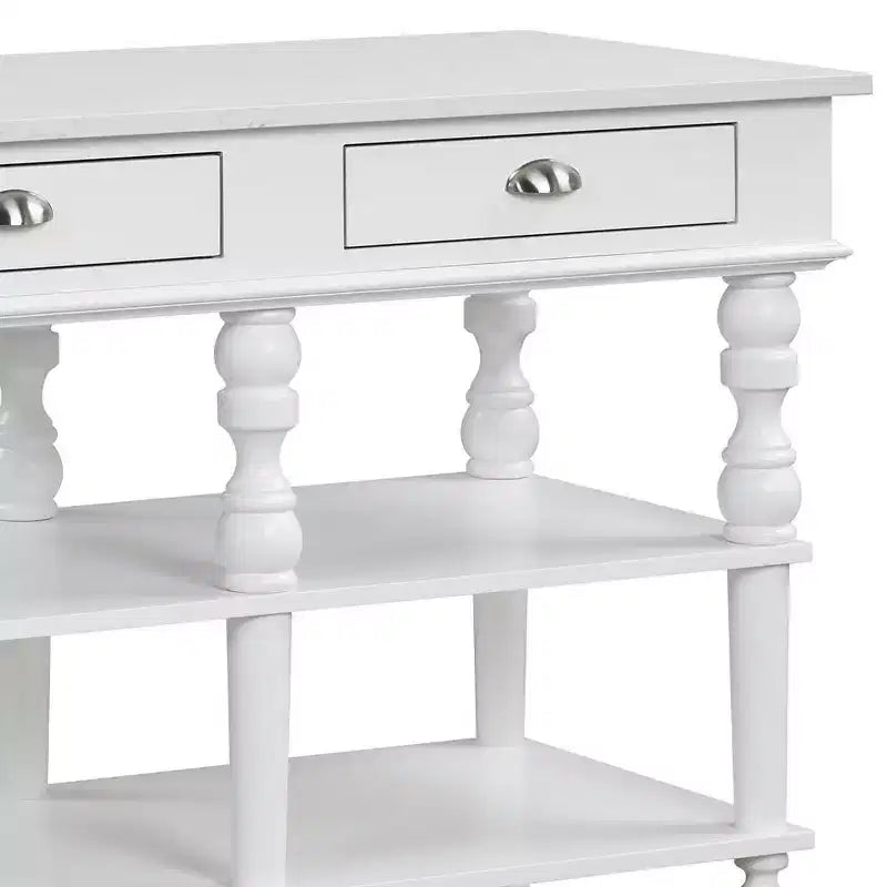 Acme Furniture Rorratt Kitchen Island Marble Top/White Finish