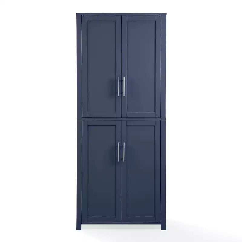 Crosley 67" Savannah Tall Kitchen Storage Pantry Navy: Traditional Farmhouse Design, Wood Veneer, MDF Frame, 3 Adjustable Shelves