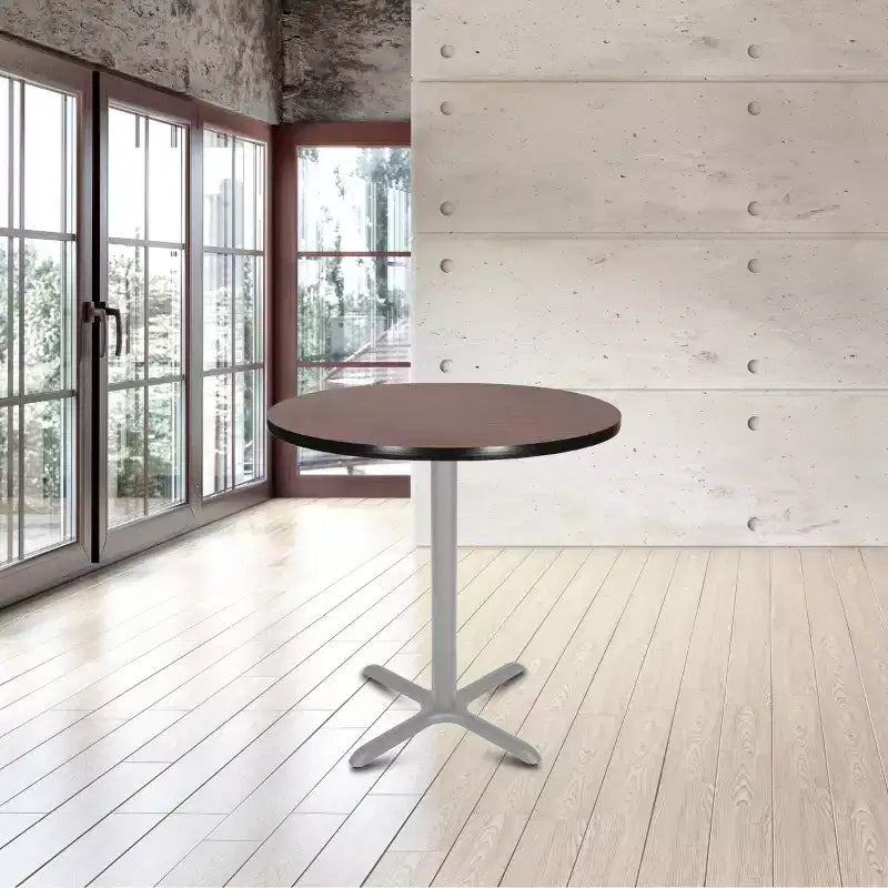 Hampden Furnishings 36" Bennet Collection Round with X Base Dining Table Gray/Mahogany
