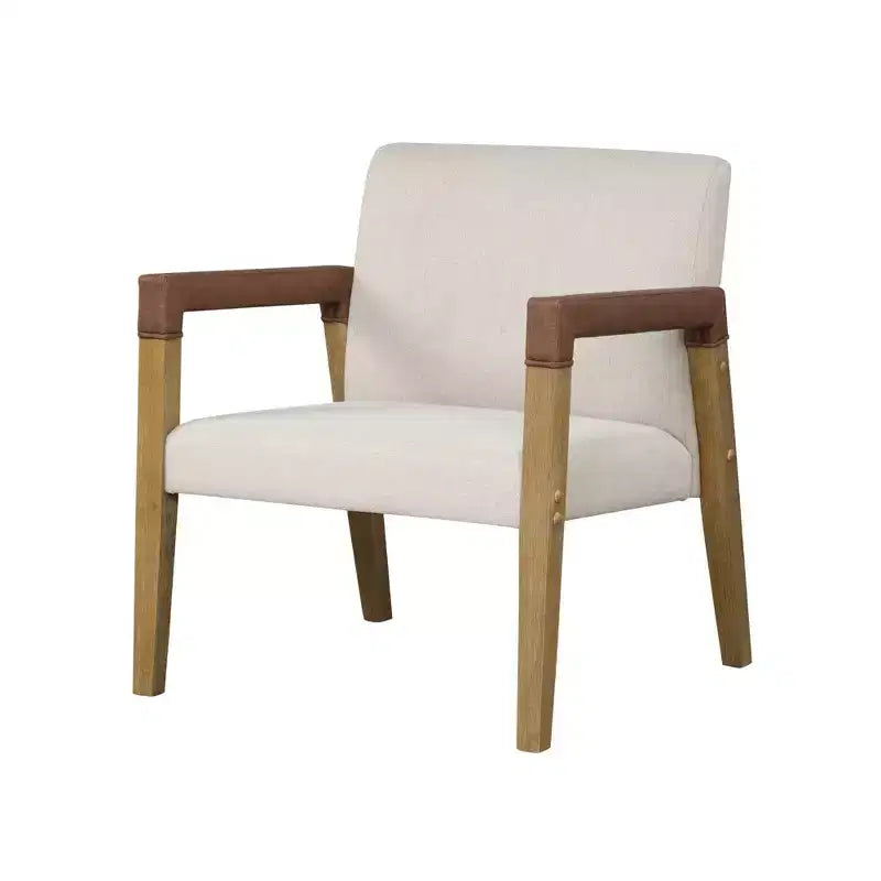 Nathan James Lot de 2 fauteuils d'appoint Hudson en bois et similicuir Lin