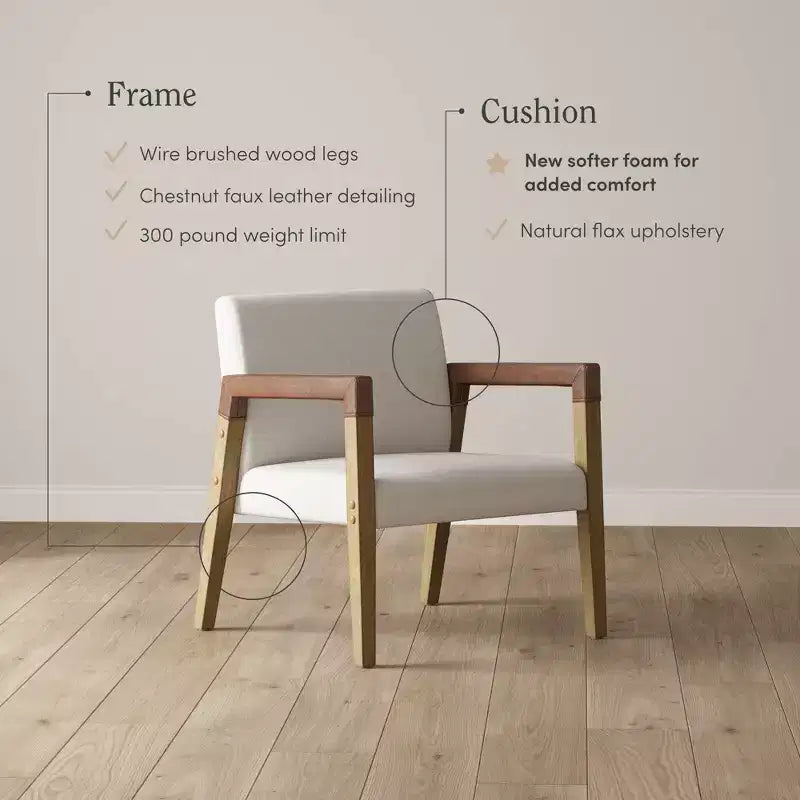 Nathan James Lot de 2 fauteuils d'appoint Hudson en bois et similicuir Lin