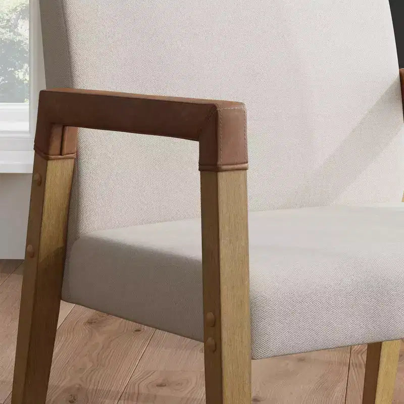 Nathan James Lot de 2 fauteuils d'appoint Hudson en bois et similicuir Lin