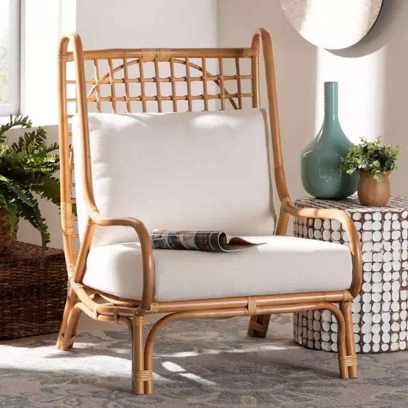 bali & pari Chaise d'appoint en rotin Helina Miel clair