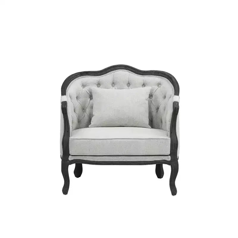 37" Samael Accent Chair Gray Linen Dark Brown Finish - Acme Furniture