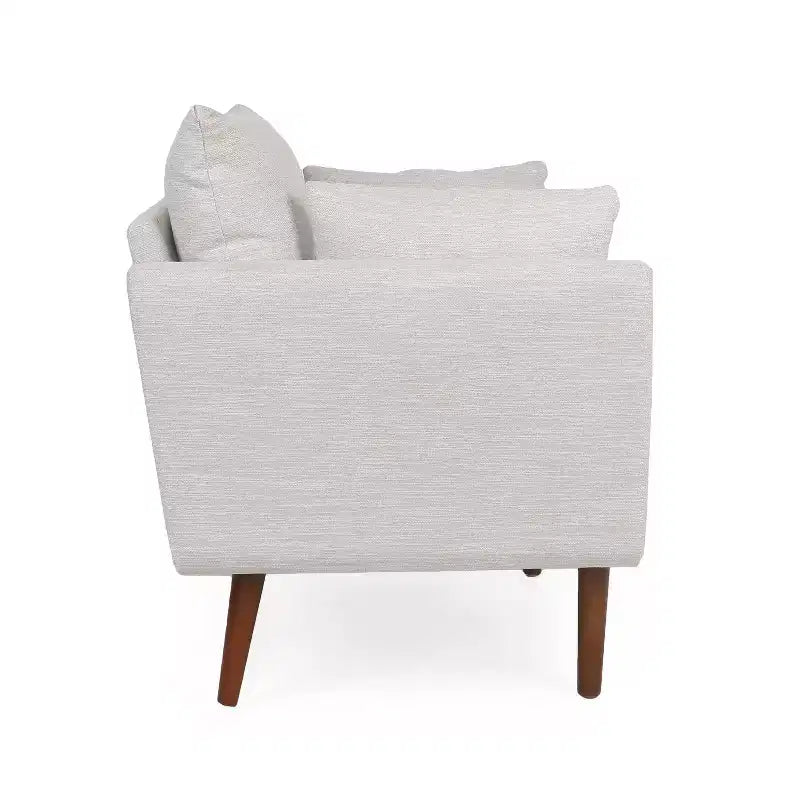 Christopher Knight Home Gould Upholstered Club Chair with Accent Pillows Beige/Walnut