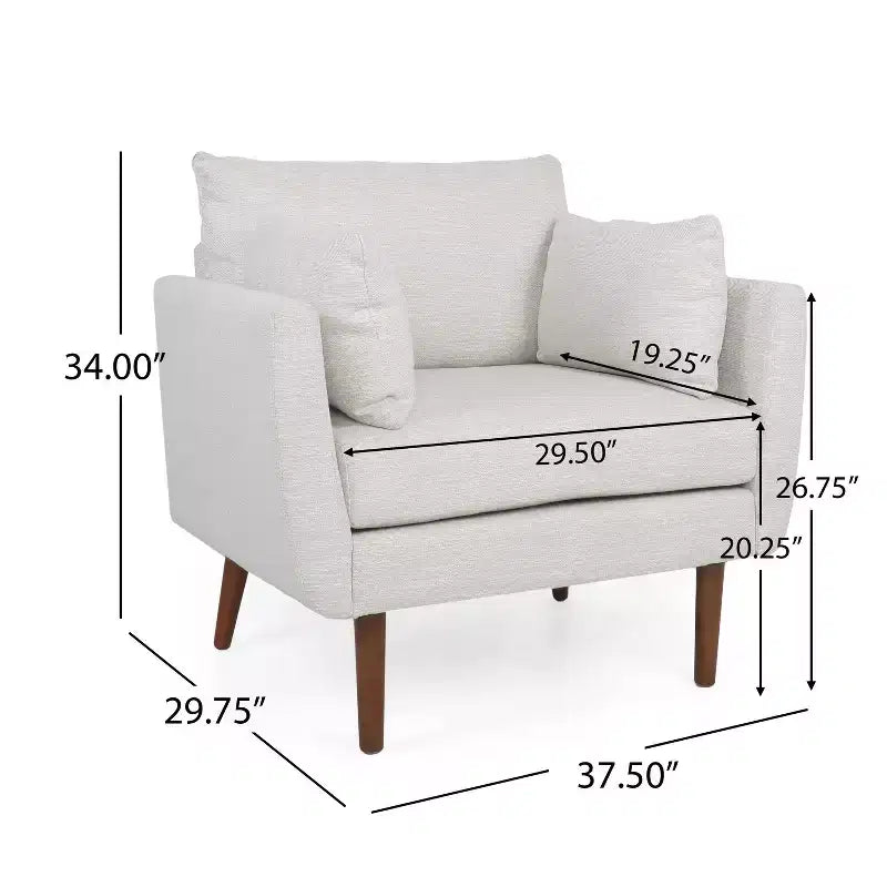 Christopher Knight Home Gould Upholstered Club Chair with Accent Pillows Beige/Walnut