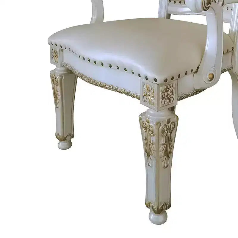 24" Vendome Accent Chair Synthetic Leather/Antique Pearl Finish - Acme Furniture