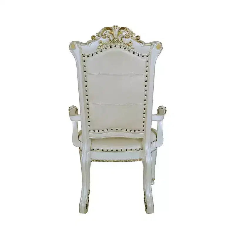 24" Vendome Accent Chair Synthetic Leather/Antique Pearl Finish - Acme Furniture