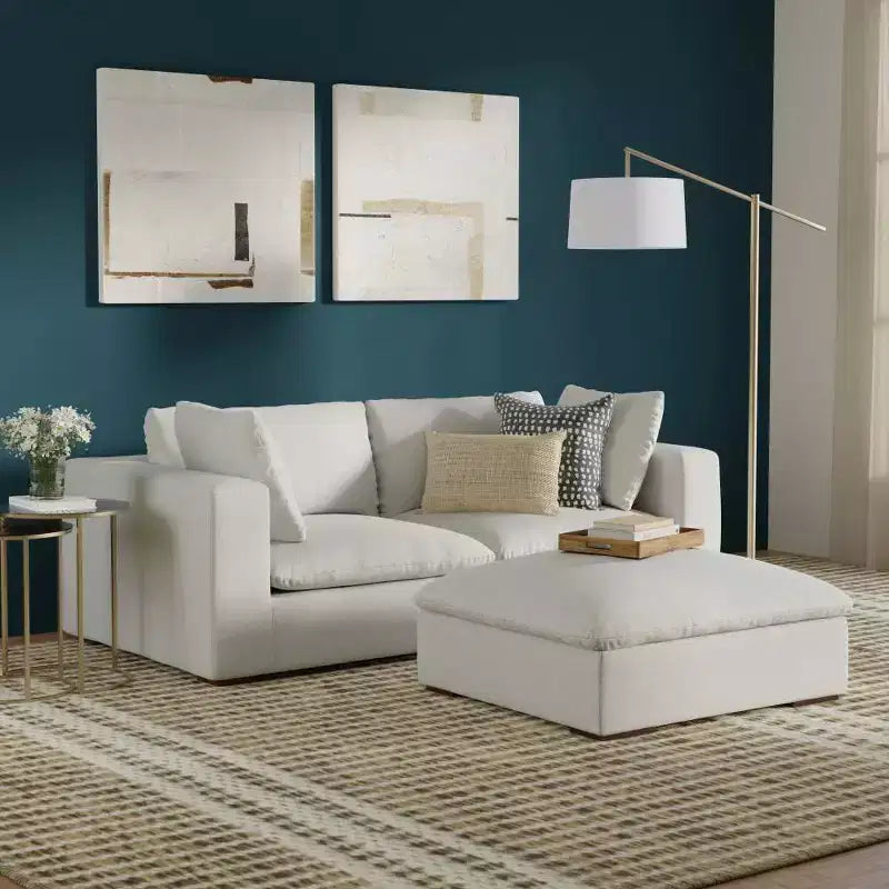 WyndenHall Marlee 2 Seater Sofa and Ottoman Cloud Gray