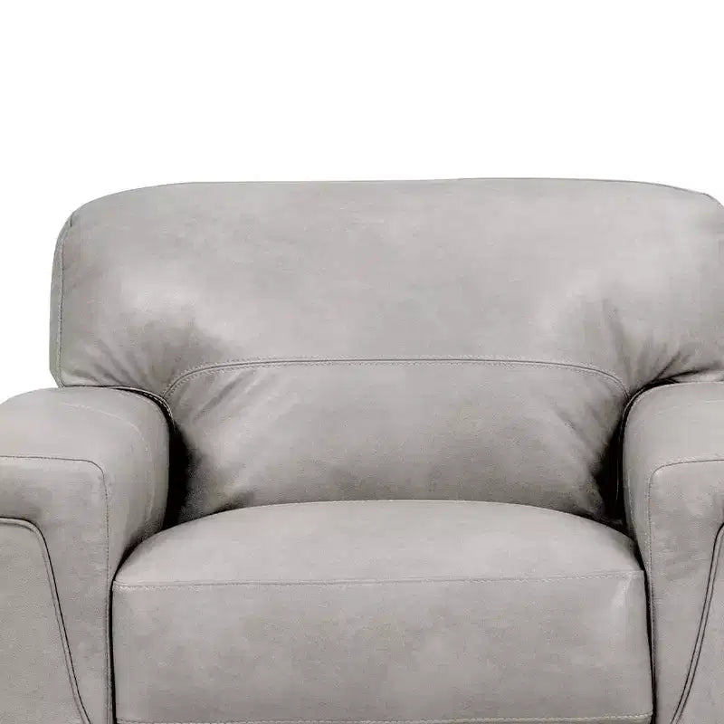 43" Cornelia Accent Chair Beige Leather - Acme Furniture: Mid-Century, Tufted, Wood Composite