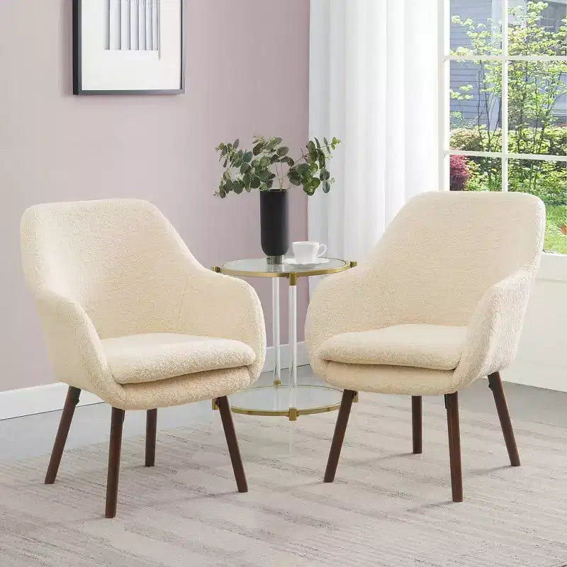 Breighton Home Take a Seat Charlotte Wingback Accent Armchair in Creme/Coffee Bean