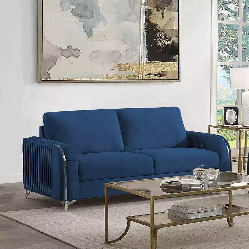 Canapé Wenona en velours bleu Acme Furniture 79 po