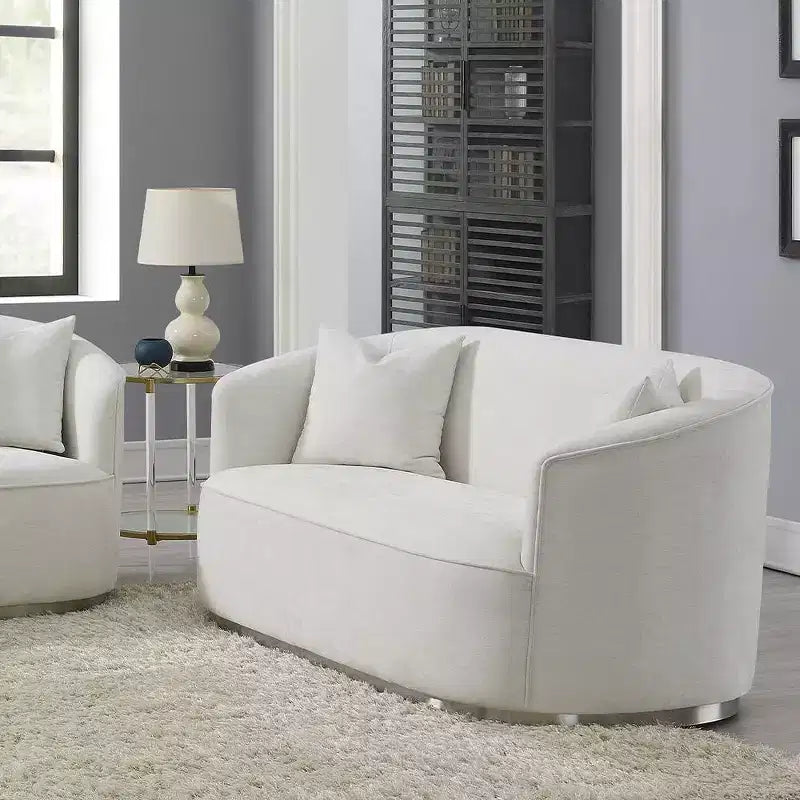 Acme Furniture 64" Odette Sofa Beige Chenille : Classic Loveseat, 2 Pillows, No Assembly Required
