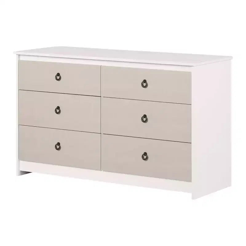South Shore 6 Drawer Double Dresser White/Beige