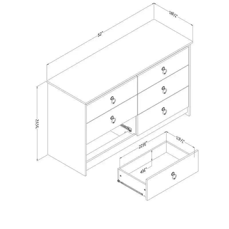 South Shore 6 Drawer Double Dresser White/Beige