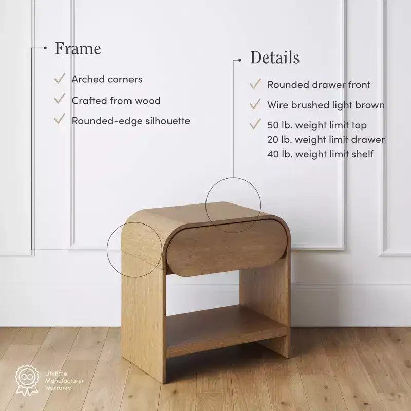 Nathan James Iris Nightstand Warm Oak