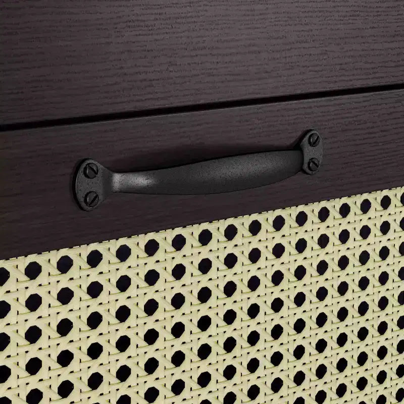 Summertree Transitional Faux Rattan Webbed 4 Drawer Chest Espresso - miBasics: Boho-Style, Resort Feel, Space-Saving Design