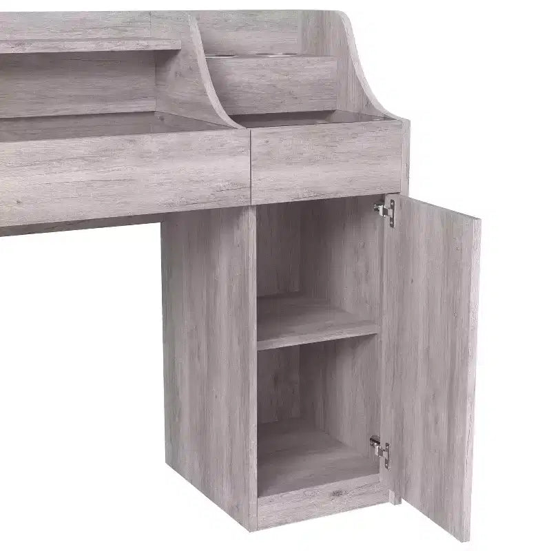 24/7 Shop At Home 49" Peacemeld Contemporary 3 Drawer Makeup Vanity Table with Glass Top Coastal White: Bedroom Vanity with Ample Storage