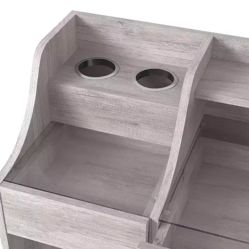 24/7 Shop At Home 49" Peacemeld Contemporary 3 Drawer Makeup Vanity Table with Glass Top Coastal White: Bedroom Vanity with Ample Storage