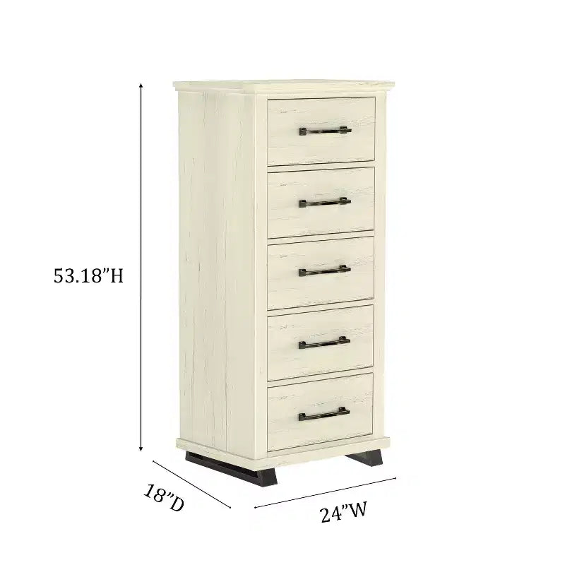 Festivo 2pc Contemporary 9 Drawer Dresser and 24 inch 5 Drawer Chest Set Saw Cut Off-White: Meets ASTM Safety, Bedroom Storage