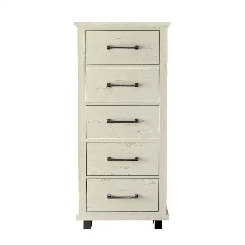 Festivo 2pc Contemporary 9 Drawer Dresser and 24 inch 5 Drawer Chest Set Saw Cut Off-White: Meets ASTM Safety, Bedroom Storage