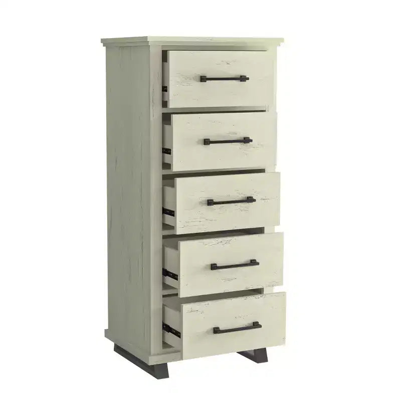 Festivo 2pc Contemporary 9 Drawer Dresser and 24 inch 5 Drawer Chest Set Saw Cut Off-White: Meets ASTM Safety, Bedroom Storage